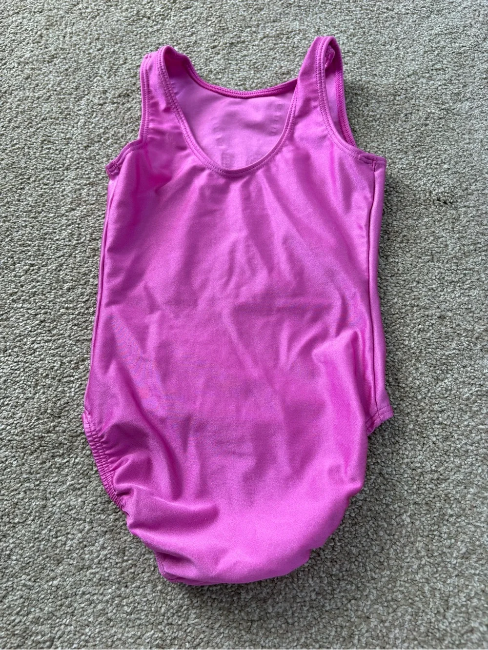 Girls Size YM Pink Sequin Gymnastics OnePiece Leotard Strong Is Beautiful Sporty